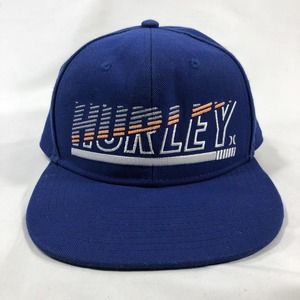 Hurley Youth Spell Out Logo Baseball Cap Hat Blue Snapback One Size Fits Most